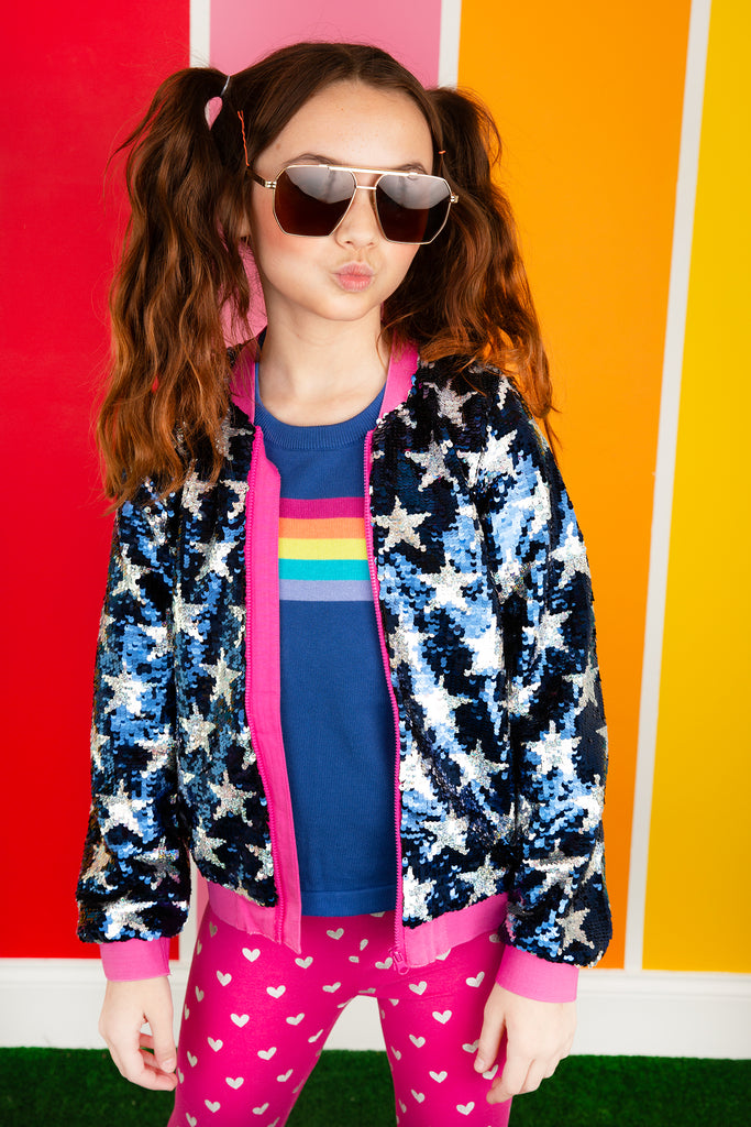 Star Power Sequin Bomber Jacket
