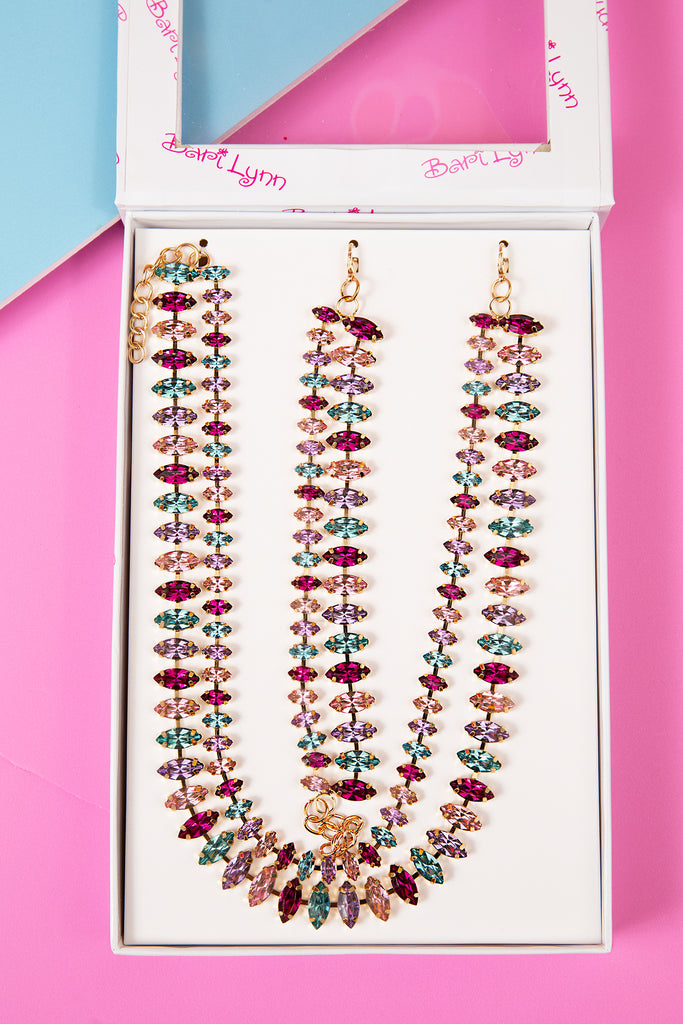 Fancy Gem Necklace & Bracelet Set