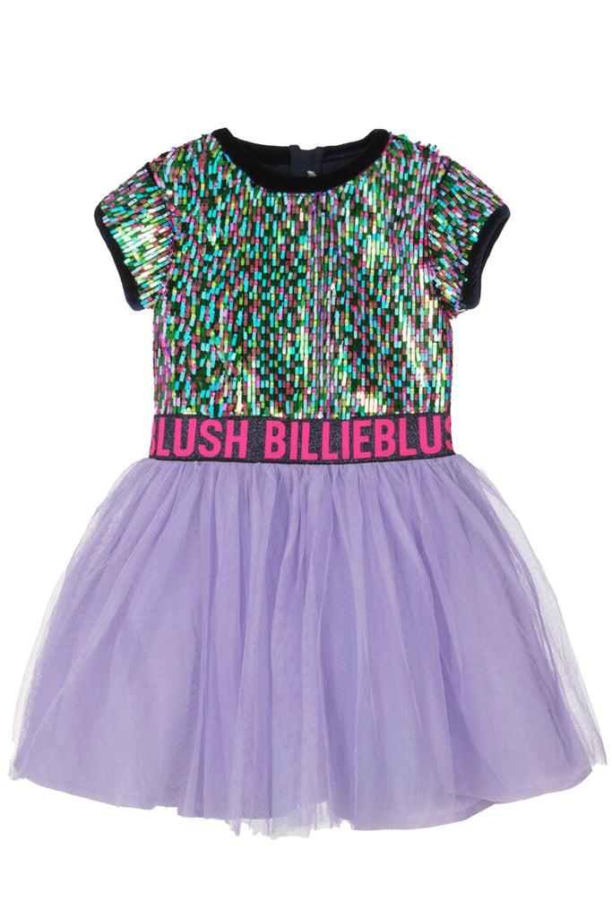 Girls Purple Tulle Sequin Dress