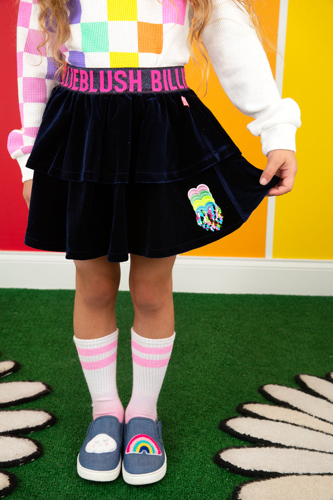 Flounced Velvet Skirt