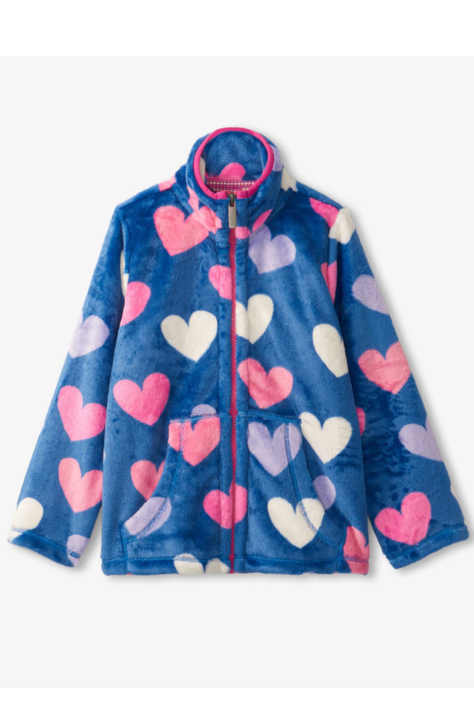Fun Hearts Fuzzy Fleece Zip Up