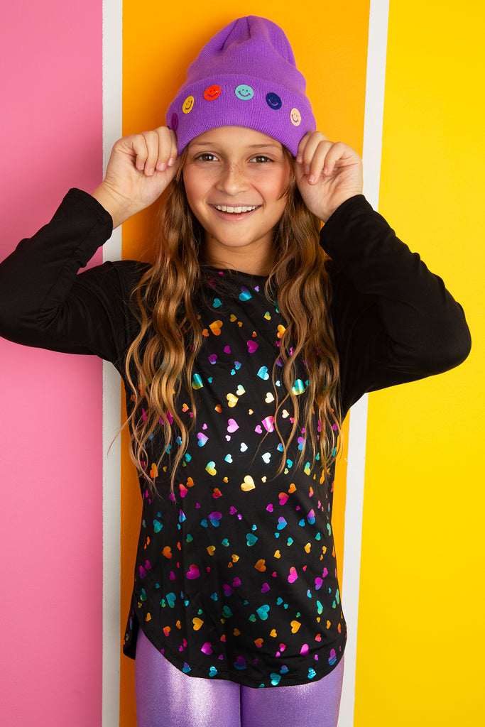 Metallic Heart Tunic Top