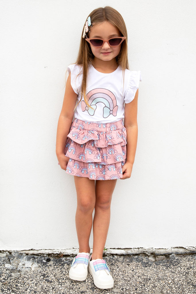 Dusty Rainbow Frill Skirt is