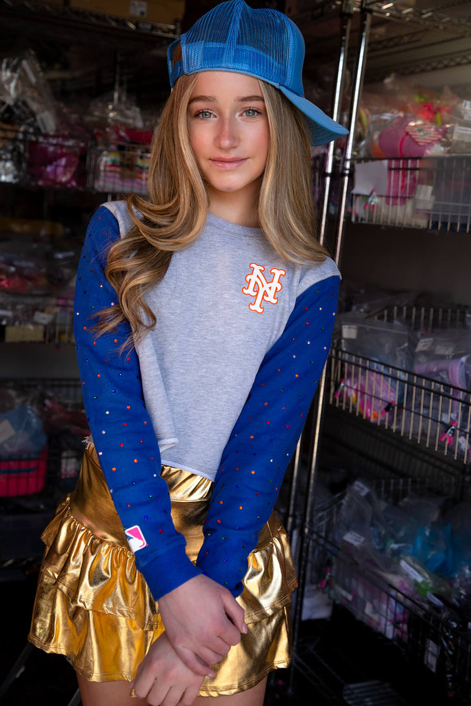 Mets Girls Colorblock Gems Sweatshirt
