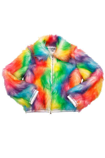 Tie Dye Neon Fur Jacket