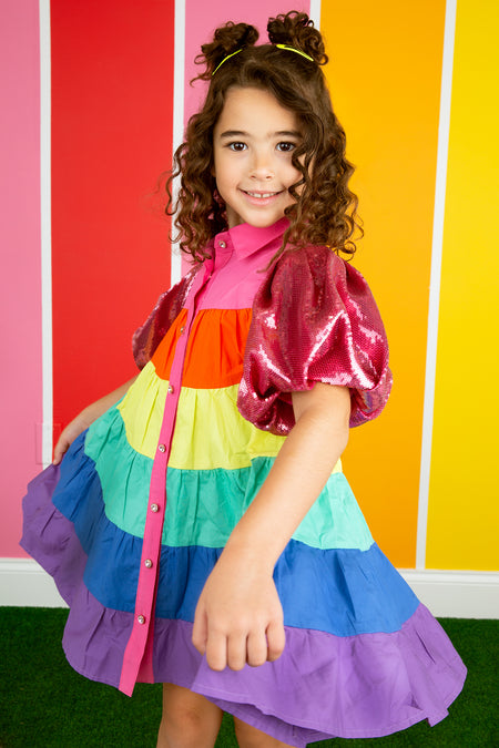 Rainbow Pleated Mesh Skirt