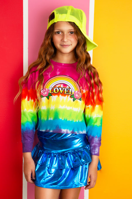 Rainbow Pleated Mesh Skirt