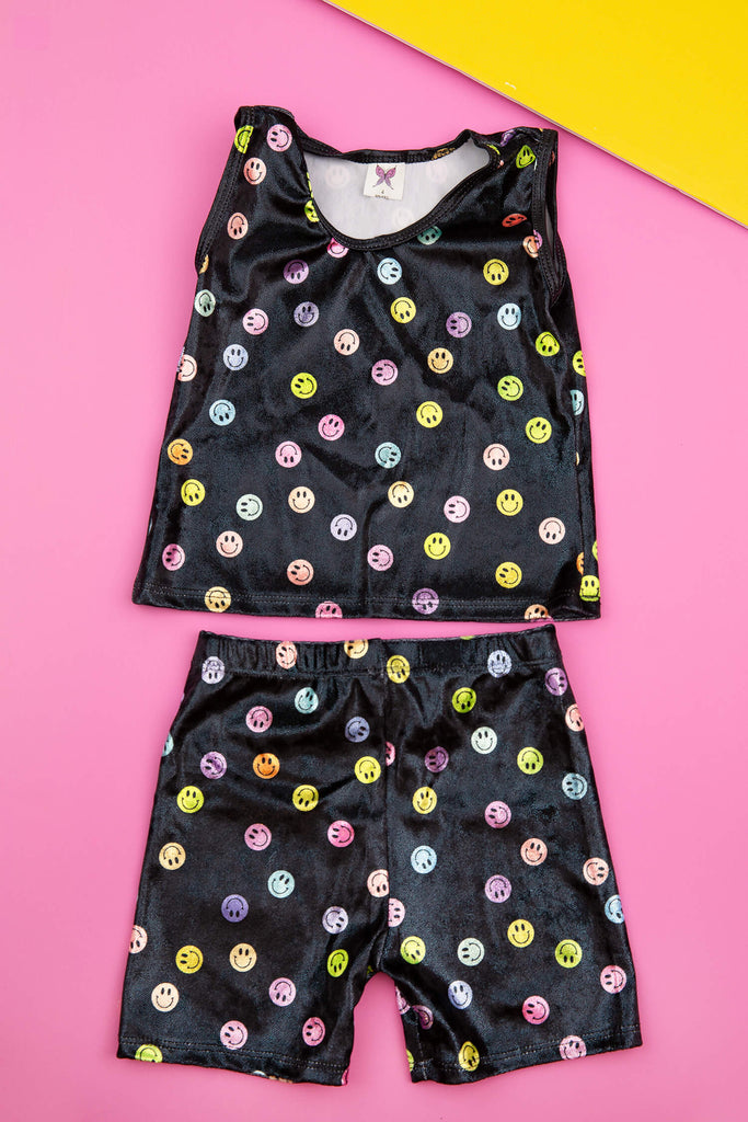 Black Smiley Velvet Tank