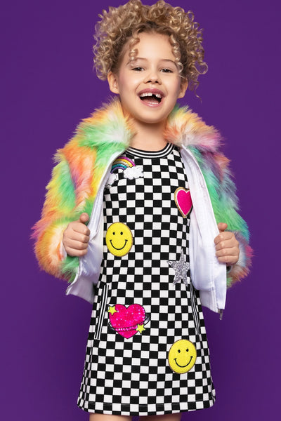 Tie Dye Neon Fur Jacket