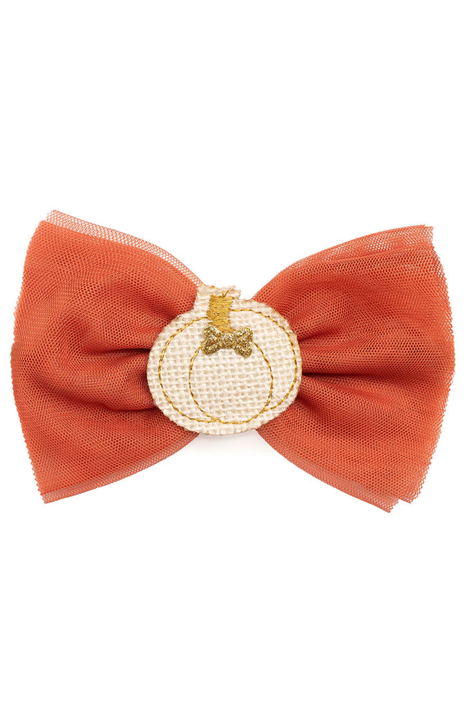 Pumpkin Tulle Bow Clip