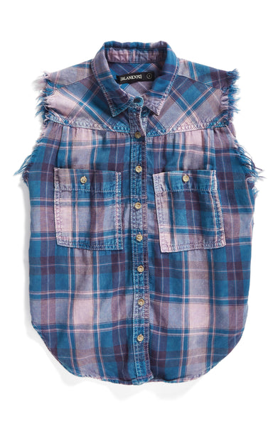 Sleeveless Plaid Shirt