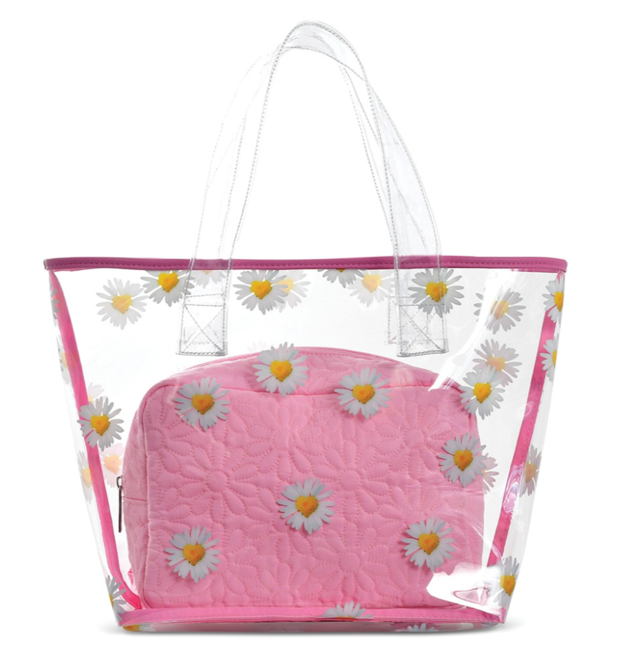 Daisy Gingham Clear 2 Piece Tote Bag