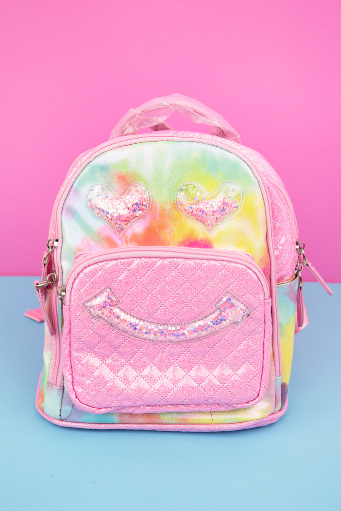 Mini Pink Confetti Smiley Backpack
