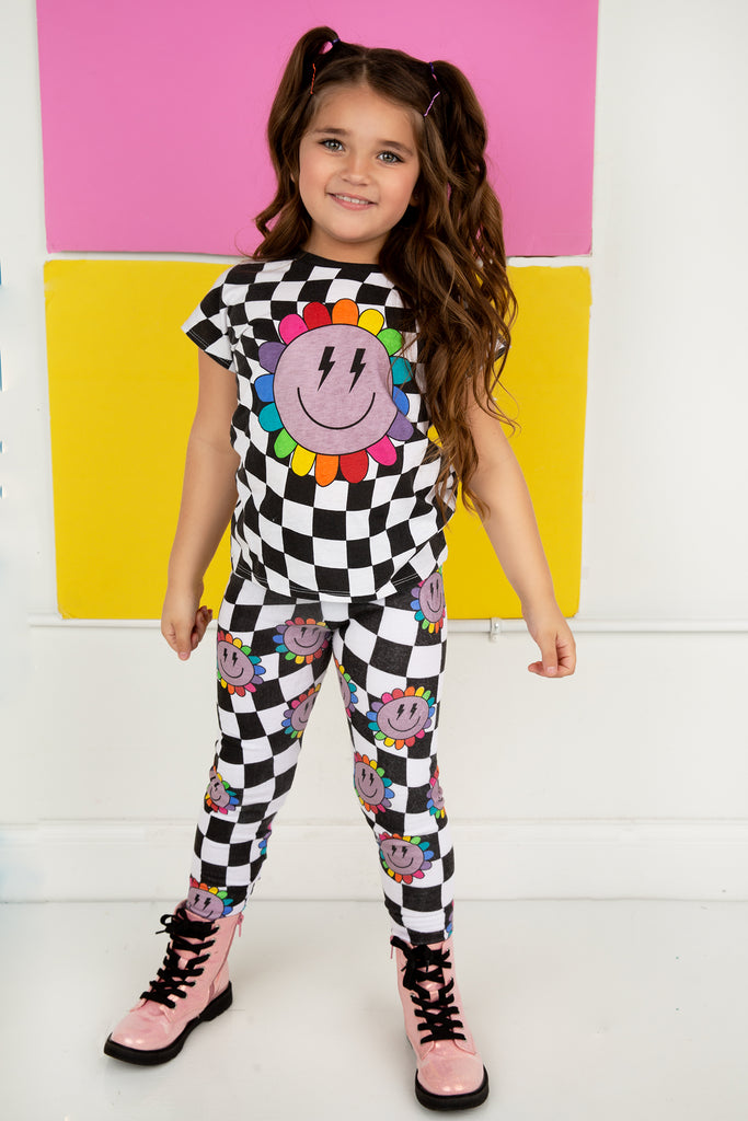 Checkered Rainbow Daisy Pants