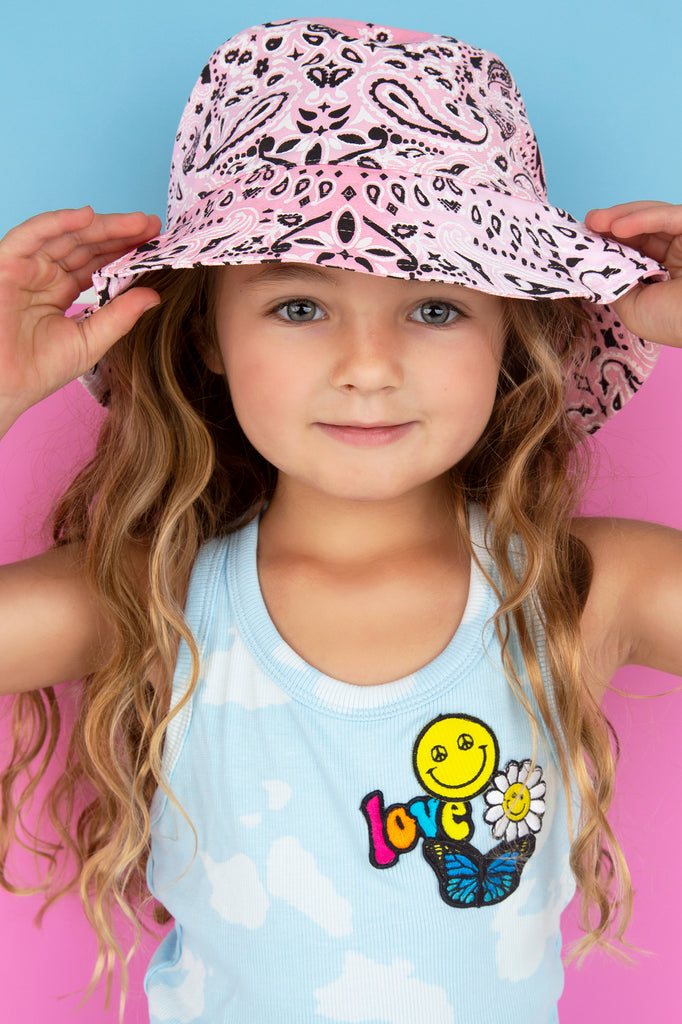 Pink Bandana Print Bucker Hat
