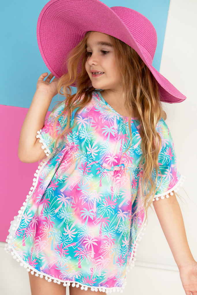 Pink Tropical Palm Cover Up