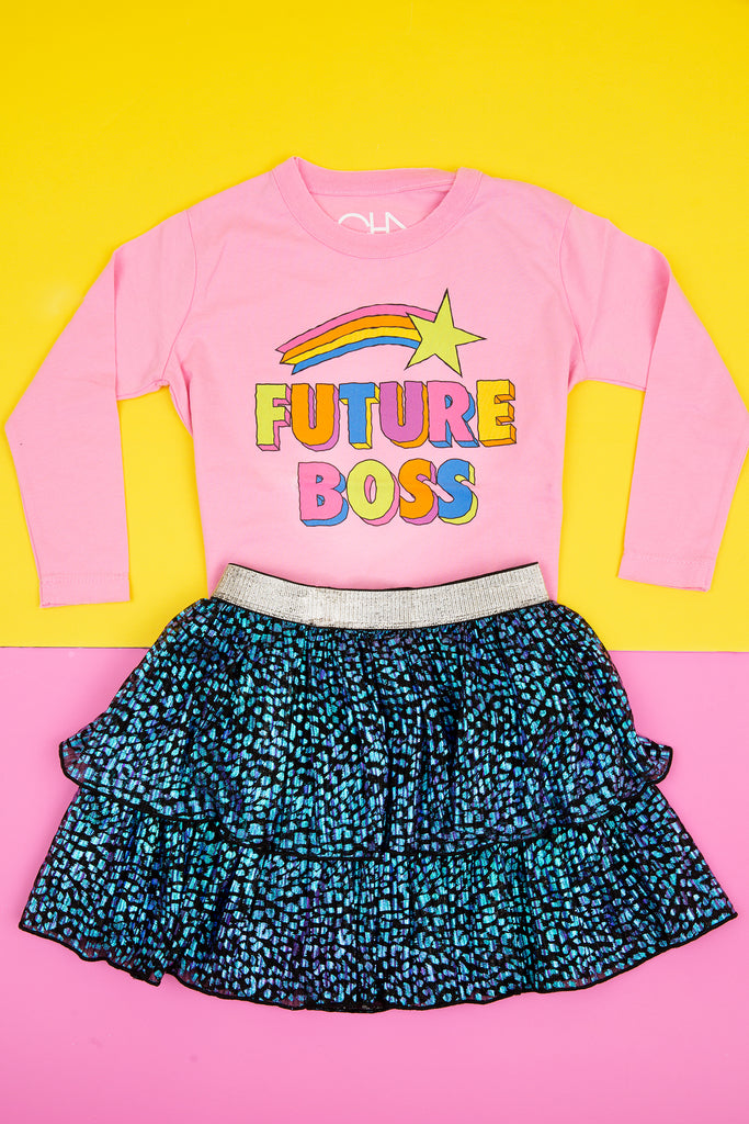Holo Print Tiered Skirt