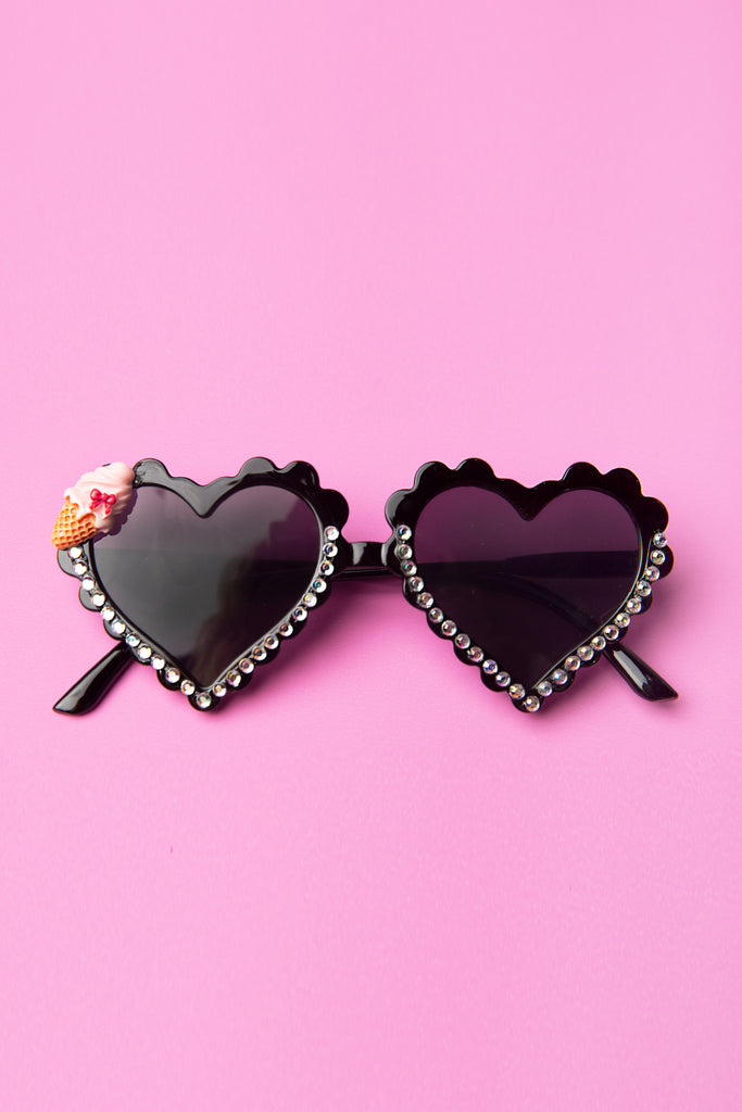 Black Rhinestone Heart Sunnies