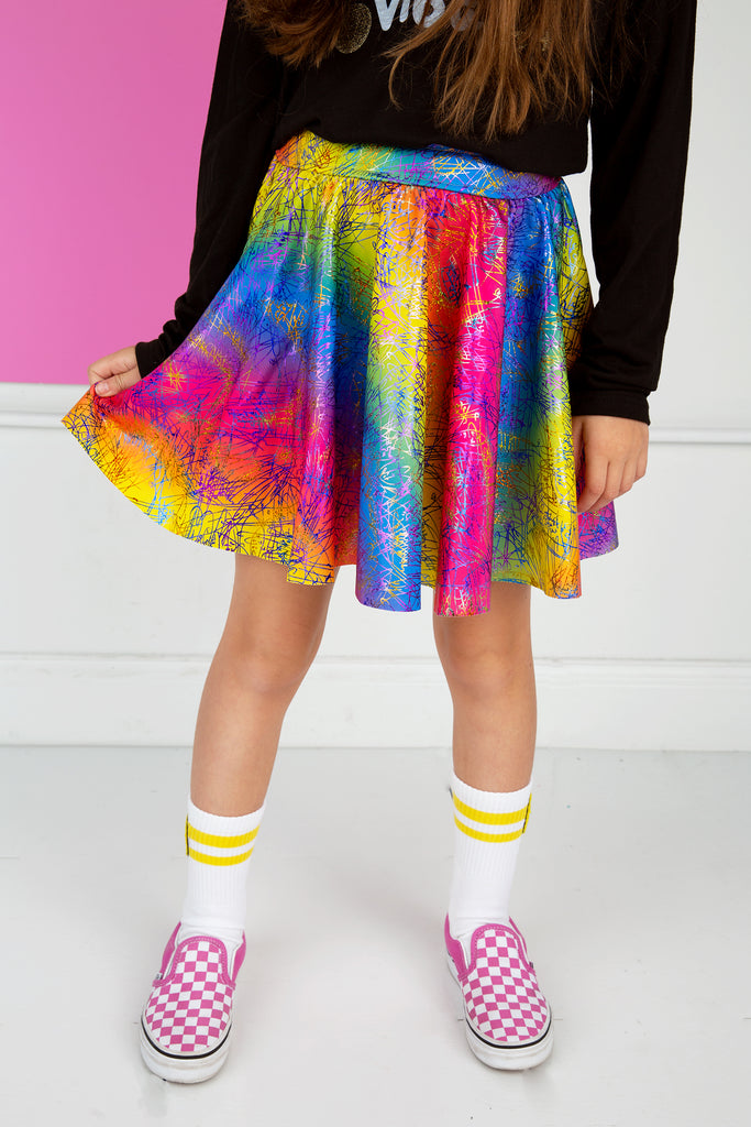 Rainbow Foil Skater Skirt