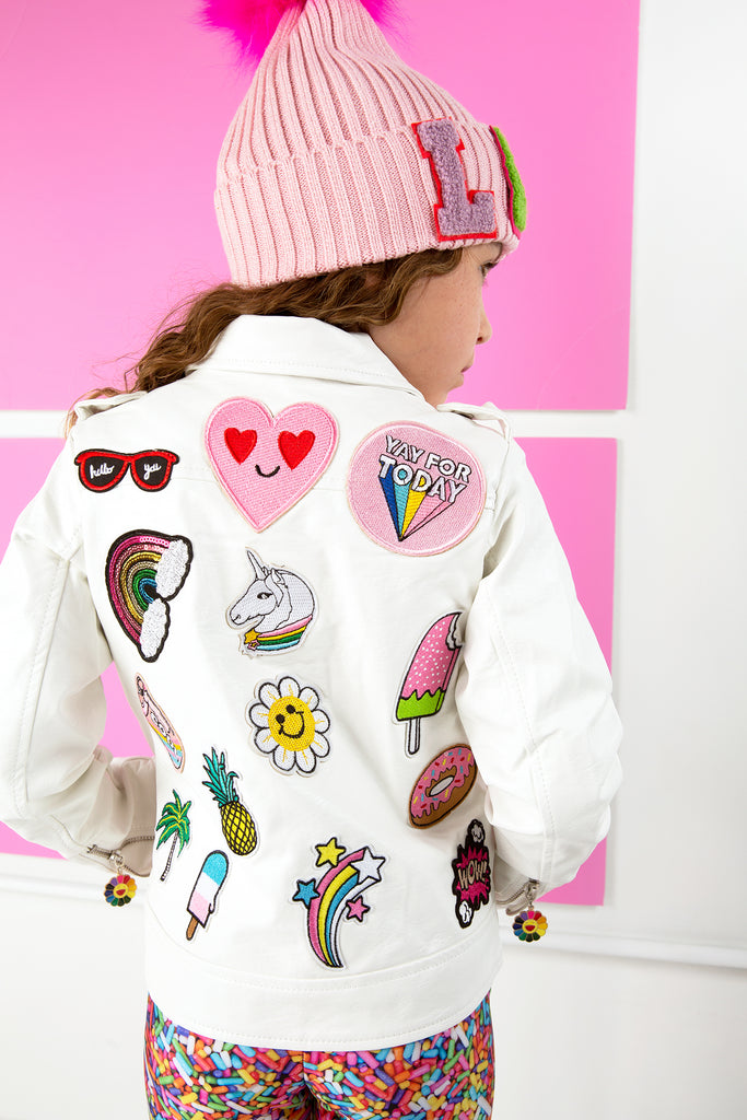 Patch Rainbow Vegan Leather Jacket