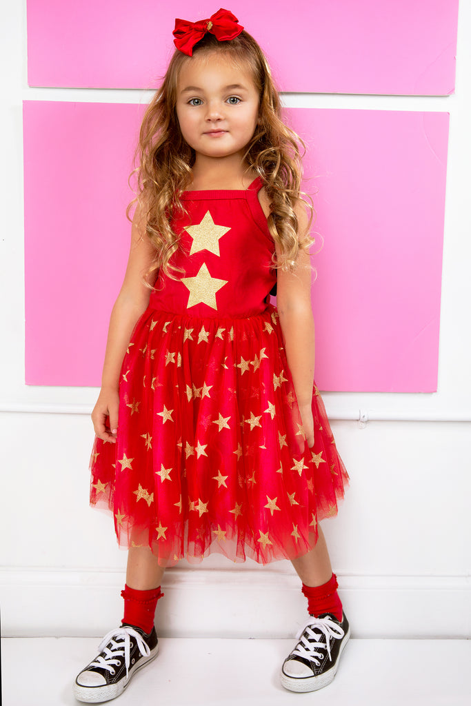 Red Star Flounce Dress