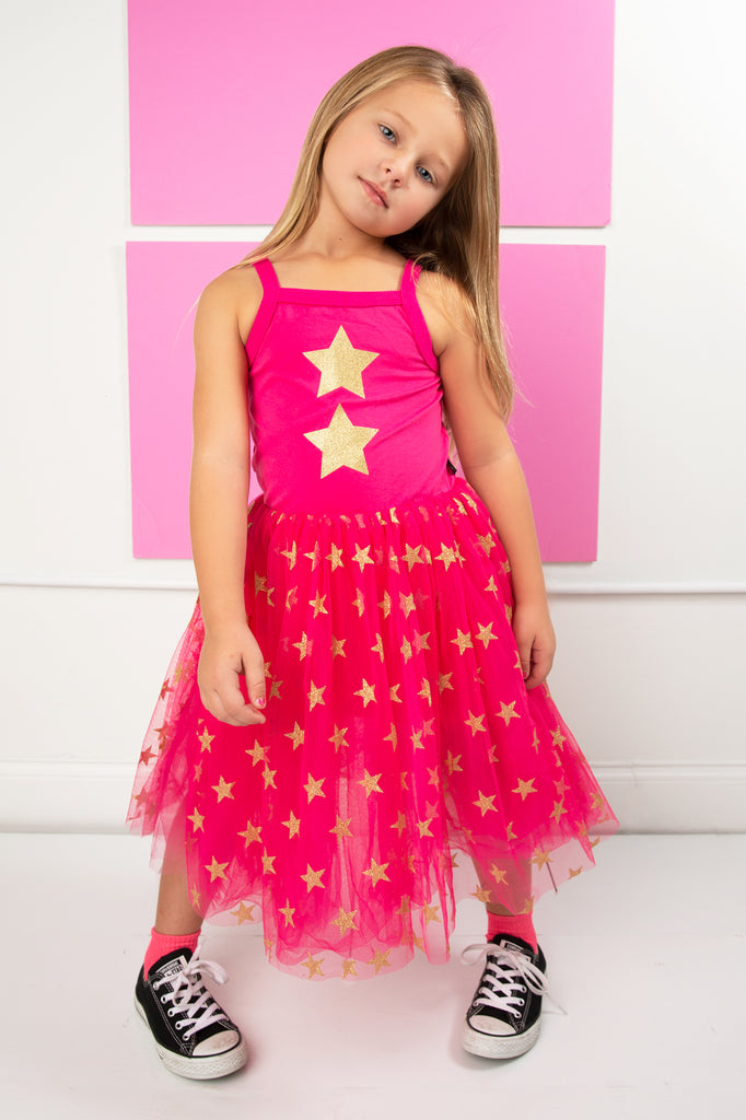 Pink Star Flounce Dress