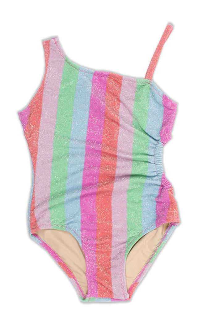 Side Cut Out Rainbow Shimmer Swimsuit