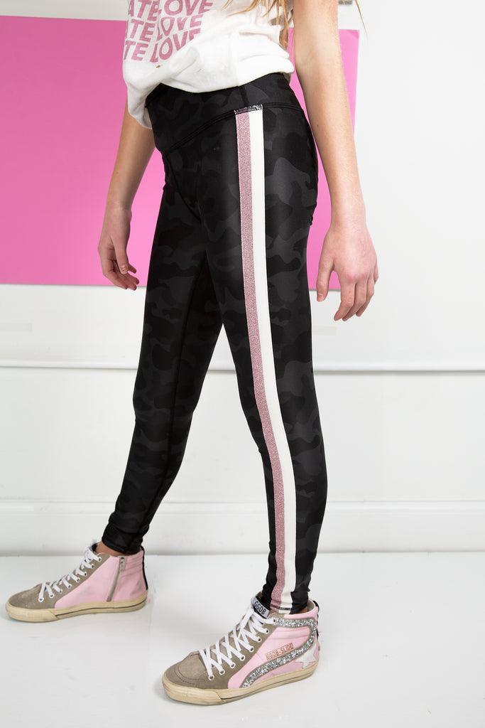 Camo Metallic Striped Leggings