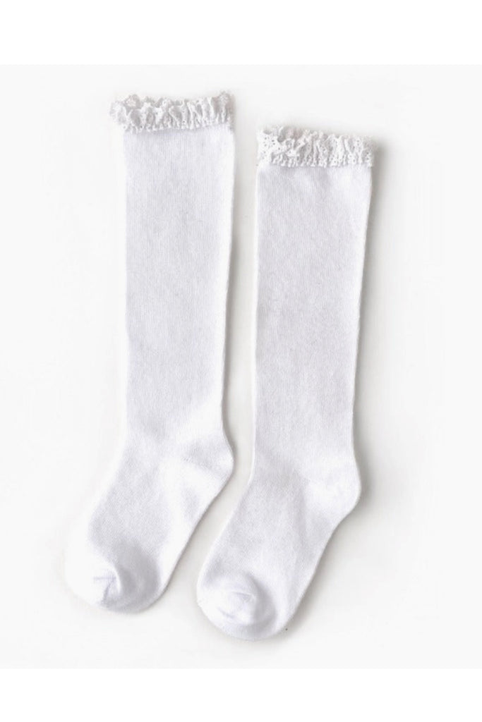 White Lace Top Knee Socks