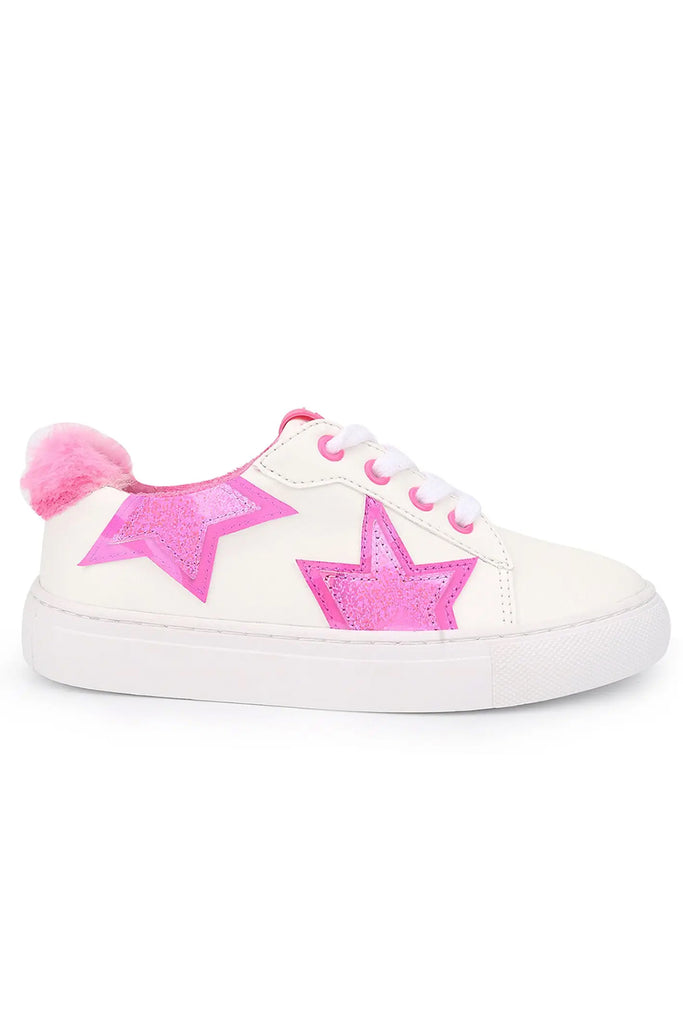 Miss Harper White and Pink Faux Fur Sneaker