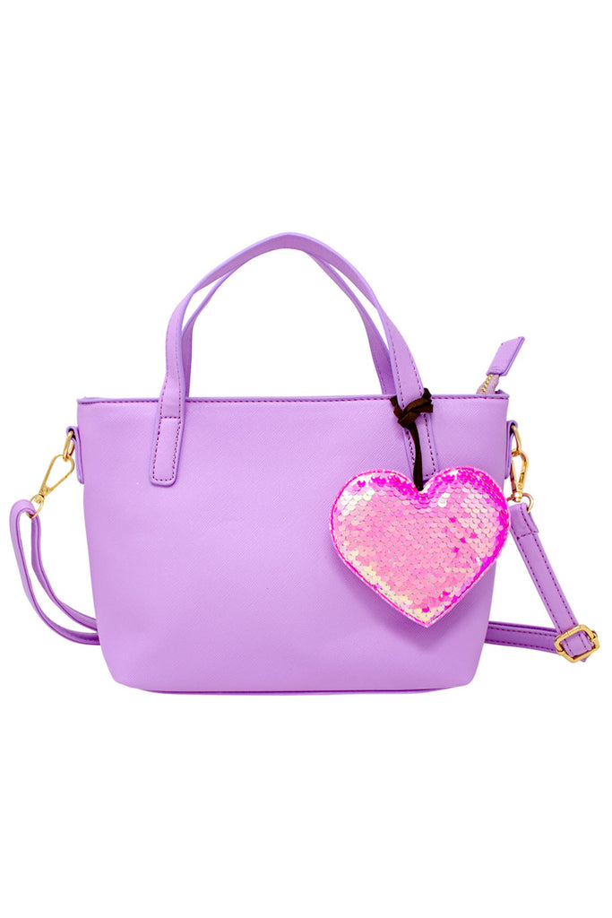 Purple Tote w/ Sequin Heart