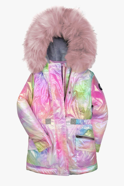 Rainbow Shine Midi Puffer Coat