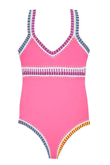 Hot Pink Embroidered One Piece