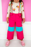 Pink Rainbow Stripe Overall Snow Pants