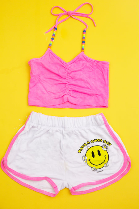 Colored Checkered Smiley Shorts