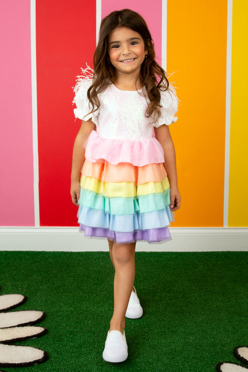 Lola & The Boys - Sherbet Rainbow Tulle Dress 8