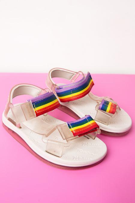 Rainbow Striped Terry Front Zip