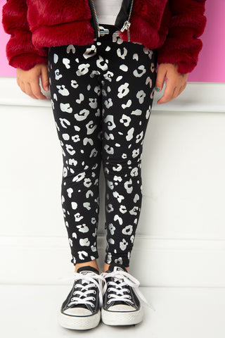 Cow Print Leggings Tights- White